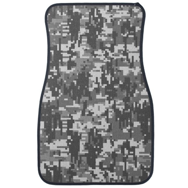 Grey Charcoal Urban Digital Camo Pattern Car Floor Mat (Front)