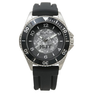 Grey Charcoal Urban Digital Camouflage Personalize Watch