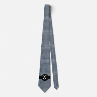 Grey checker plate monogram tie