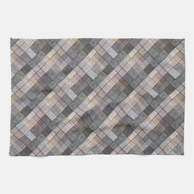 grey checkered . kitchen towel (Horizontal)