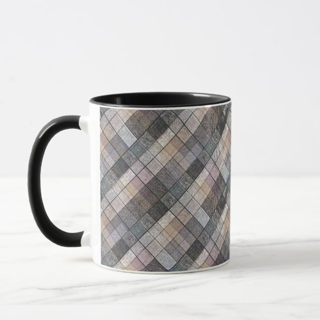 grey checkered . mug (Left)