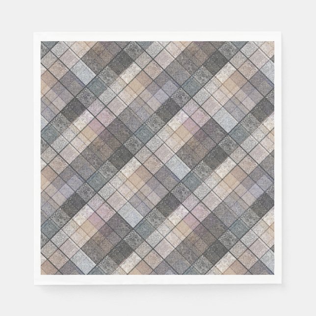 grey checkered . napkins (Front)