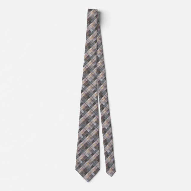 grey checkered . neck tie (Front)