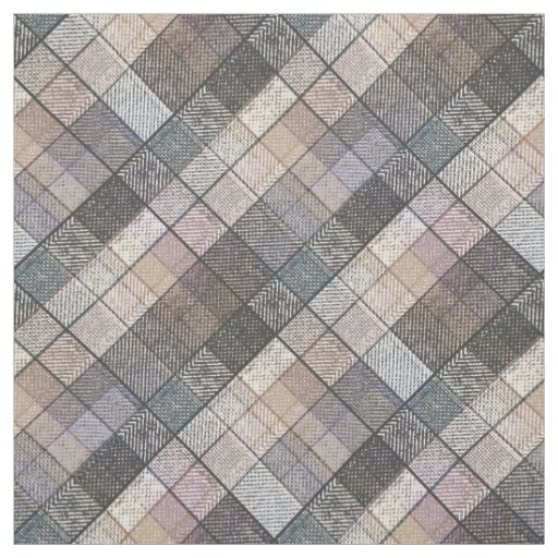 Grey checkered, plaid, tartan, brown, beige . fabric