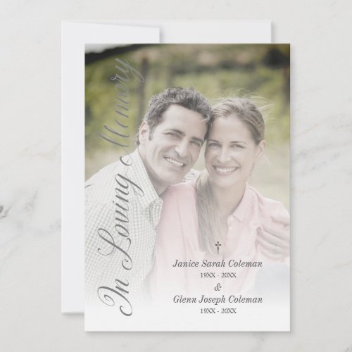 Grey Cherished Fancy Memories Couples Funeral  Note Card