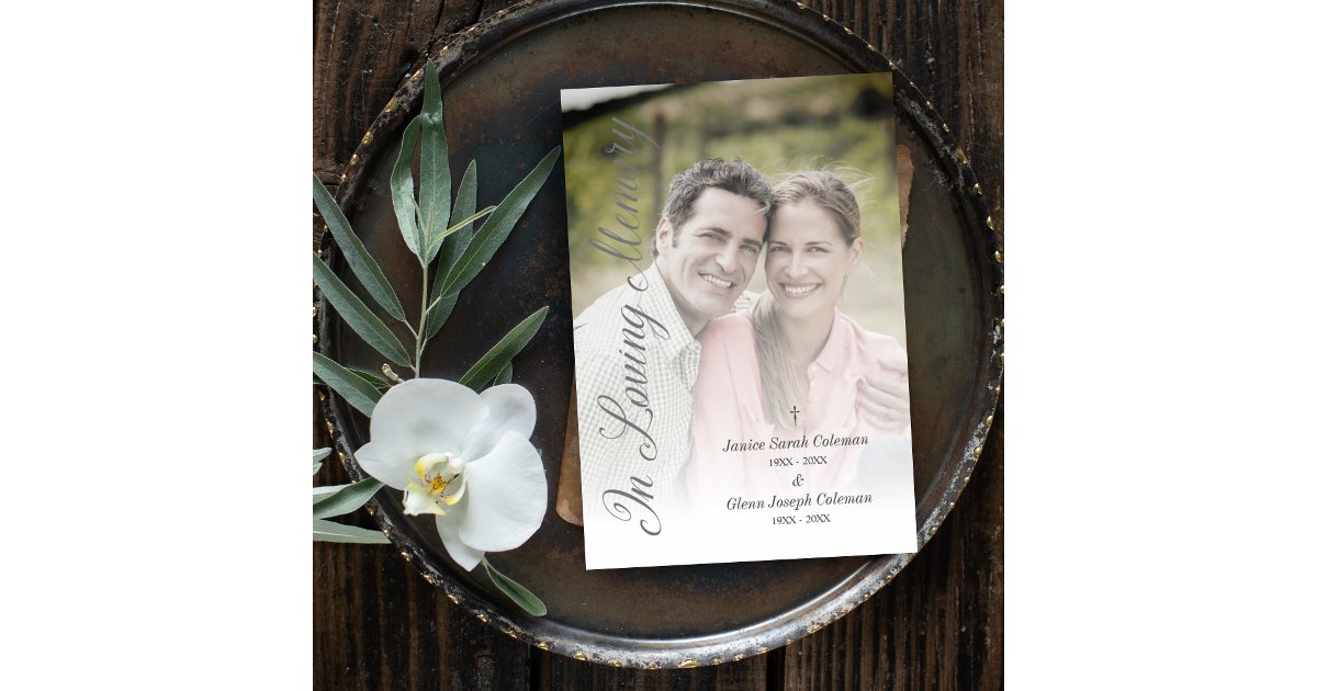 Grey Cherished Fancy Memories Couple's Funeral Note Card | Zazzle