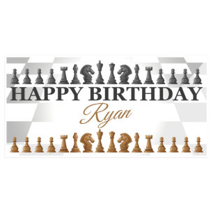 Grey Chess Birthday Banner Party Decor-Any Age