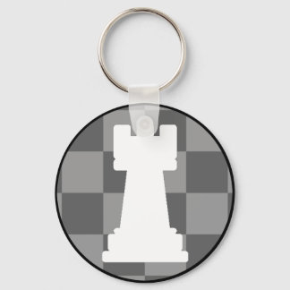 Grey chessboard Rook Keychain