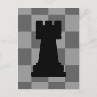 Grey chessboard Rook Postcard