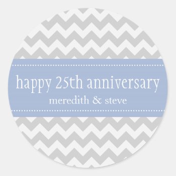 Grey Chevron Anniversary Party Custom Stickers by TO_photogirl at Zazzle