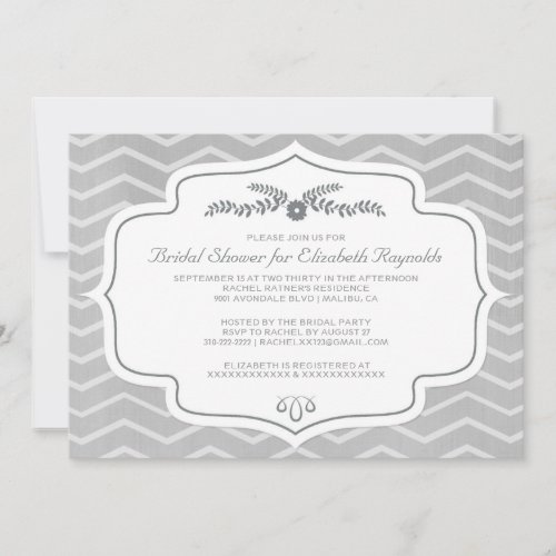 Grey Chevron Bridal Shower Invitations
