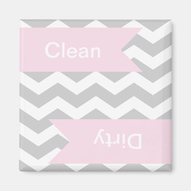 Grey Chevron Clean - Dirty Dishwasher Magnets (Front)