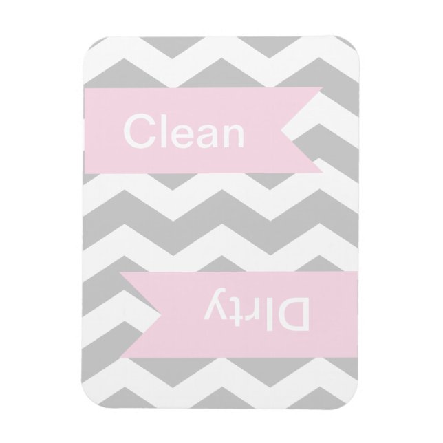 Grey Chevron Clean - Dirty Dishwasher Magnets (Vertical)