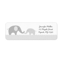 Grey Chevron Elephant Baby Shower Label