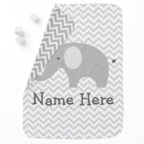 Grey Chevron Elephant Nursery Swaddle Blanket