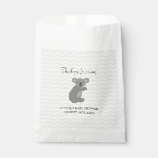 Grey chevron koala bear baby shower favor bags