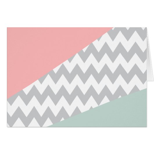 Grey Chevron Mint and Coral Cards (Front Horizontal)