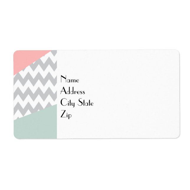 Grey Chevron  Mint and Coral Label (Front)