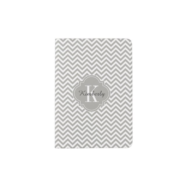 Grey Chevron Monogram Passport Holder (Front)