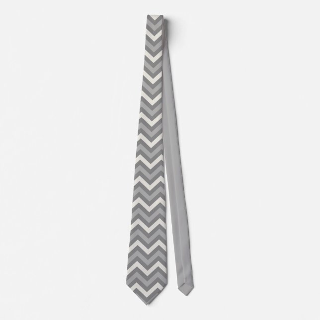 Grey Chevron Neck Tie (Front)