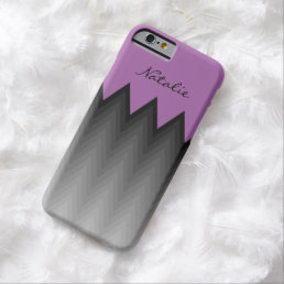 Grey chevron ombre pattern purple Custom name Barely There iPhone 6 Case