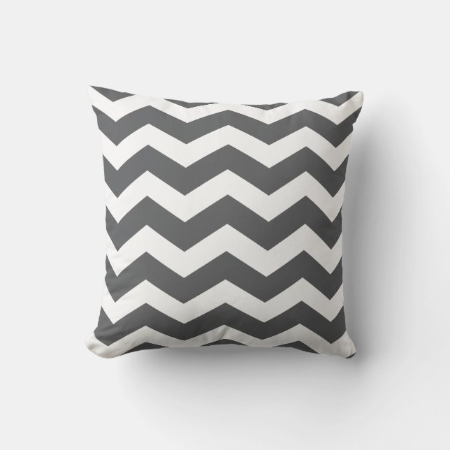 Grey Chevron Pattern Throw Pillows (Front)