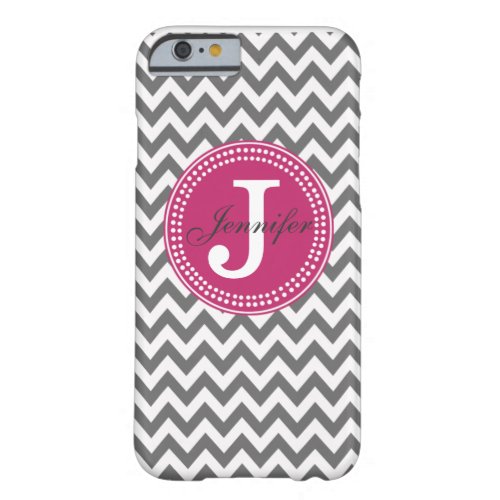 Grey Chevron  Pink Monogram iPhone 6 case