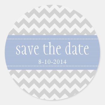Grey Chevron Save The Date Custom Stickers by TO_photogirl at Zazzle