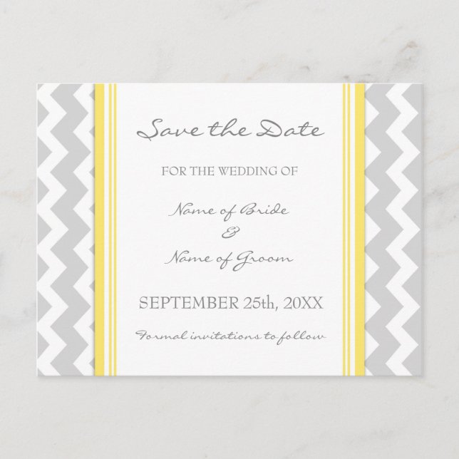 Grey Chevron Save the Date Wedding Postcards (Front)