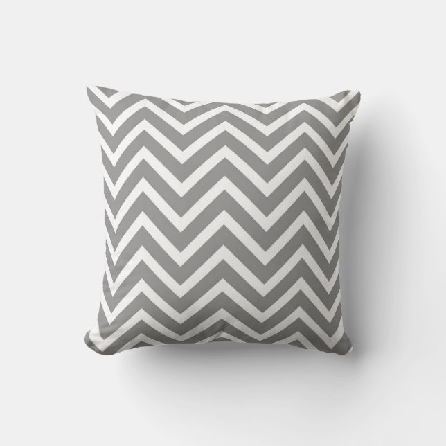 Grey Chevron Throw Pillow (Front)