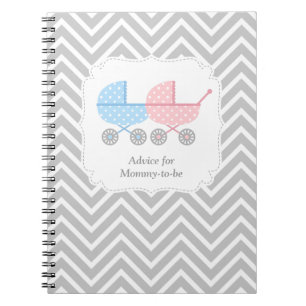 Grey Chevron Twin Stroller Advice For Mommy to be Notebook