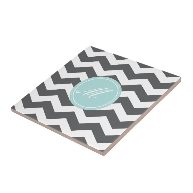 Grey Chevron with Monogram Tiles (Side)