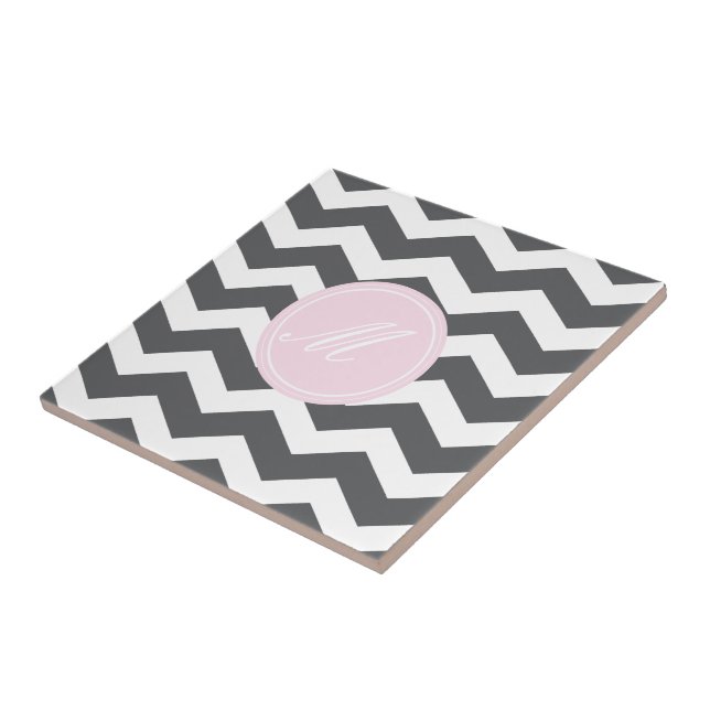 Grey Chevron with Monogram Tiles (Side)
