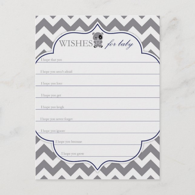 Grey Chevron with Panda Wishes for Baby Advice Card (Front)