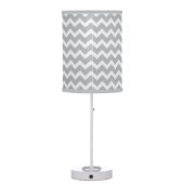 Grey Chevron with Pink Frame Name and Initial Table Lamp (Back)