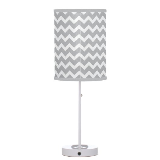 Grey Chevron with Pink Frame Name and Initial Table Lamp (Back)