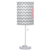 Grey Chevron with Pink Frame Name and Initial Table Lamp (Left)