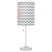 Grey Chevron with Pink Frame Name and Initial Table Lamp (Right)