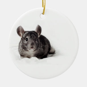 Grey Chinchilla Cute in Blanket Ceramic Ornament