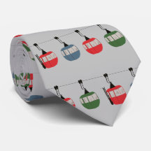 Grey Christmas Ski Lift Illustration Skier