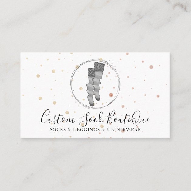 Grey Circle Polka Dots Couple Sock Business Card
