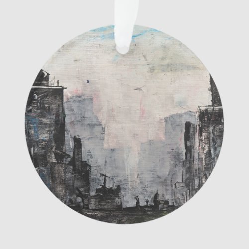 Grey City Abstract Landscape Ornament
