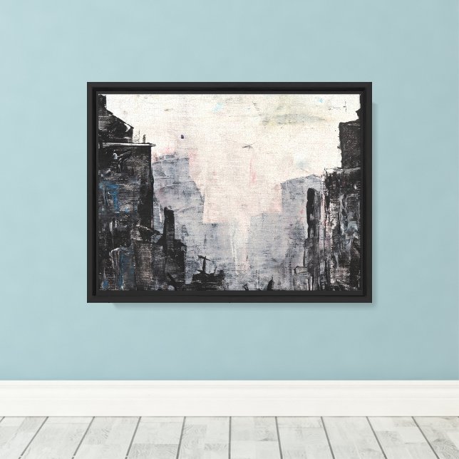 Grey City Abstract Print, Value Poster Paper  Canvas Print (Insitu(Wood Floor))