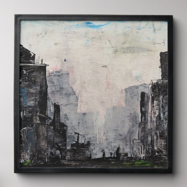 Grey City Abstract Print, Value Poster Paper  Peel And Stick Photo Tile (Front Set)