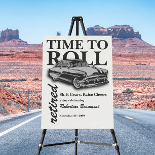 Grey Classic Car Time to Roll Retirement Party Foam Board