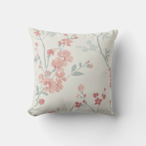 Grey Classic Minimalist Floral  Throw Pillow