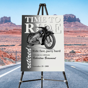 Grey Classic Motorbike Ride Fast Retirement Party Foam Board