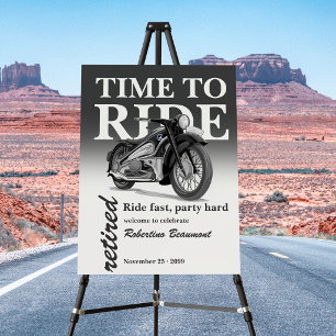 Grey Classic Motorbike Ride Fast Retirement Party Foam Board