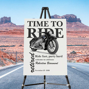 Grey Classic Motorbike Ride Fast Retirement Party Foam Board