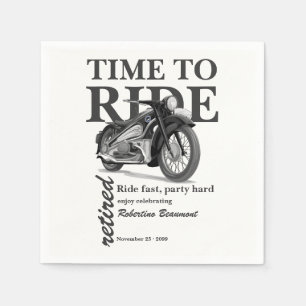 Grey Classic Motorbike Ride Fast Retirement Party Napkins